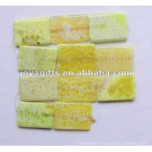 34x25x5mm rectangle jaune Perles d&#39;agate